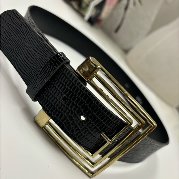 Accessories - Vintage wide waist belt with square buckle
